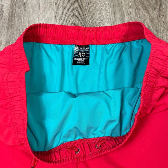 Watermen Earn Your Salt Red Swim Trunks Board Shorts‎ 3XL Stretch Drawstring - Picture 7 of 11